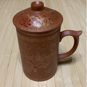 Чашка заварник с ситом Фениксы коричневая 300 мл 